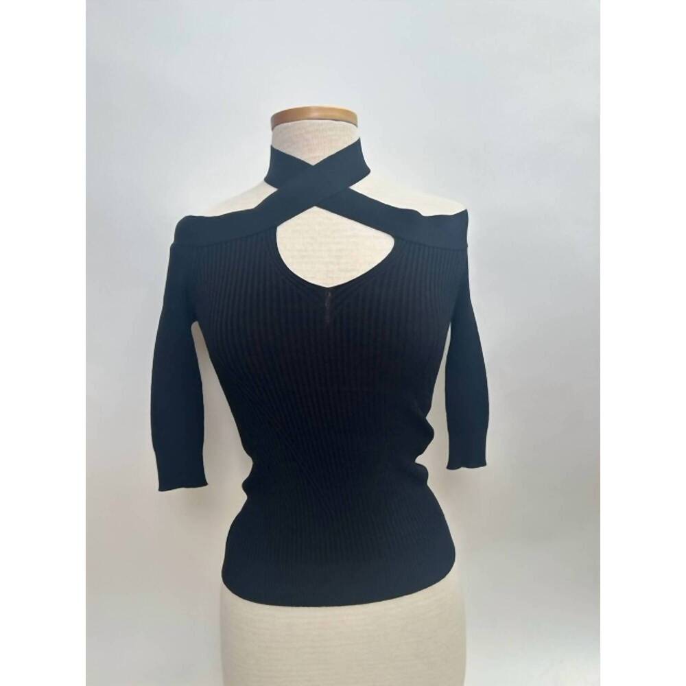 NEW D.EXTERIOR lariat neck 3/4 in black